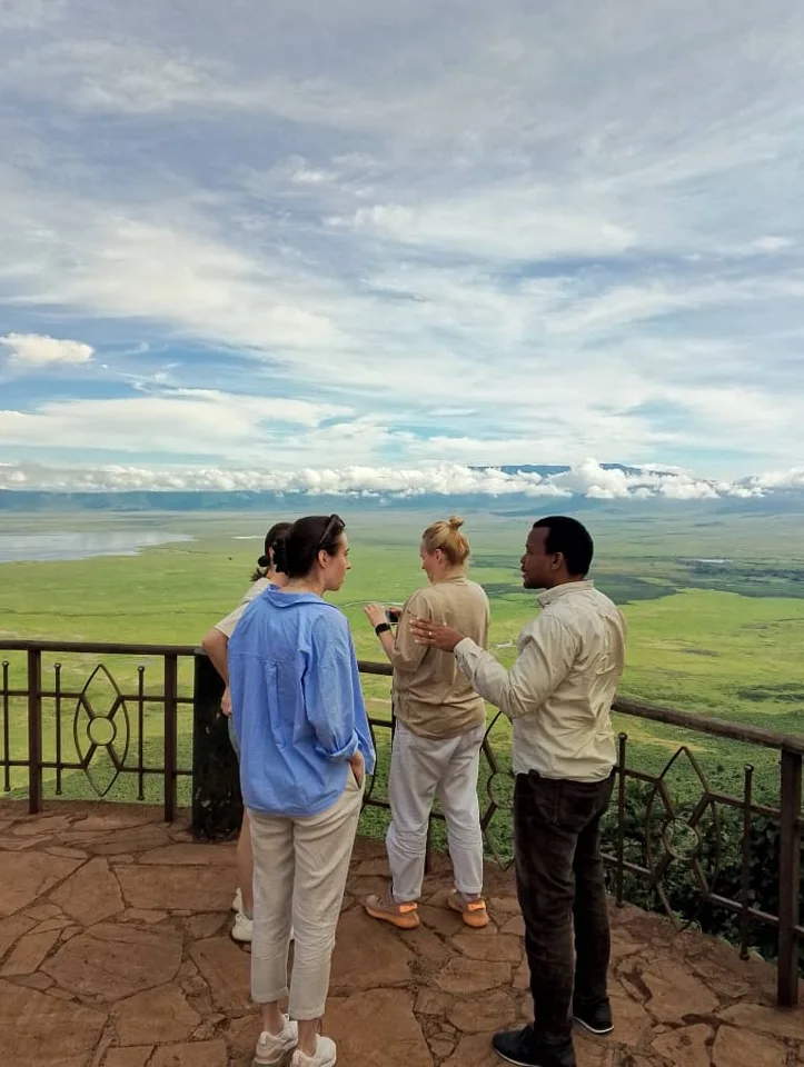 Travellers enjoying a scenic viewpoint